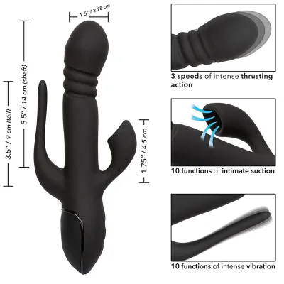 Rabbit vibrátor CalExotics Triple Euphoria s přirážením a sáním, černý - obrázek 9