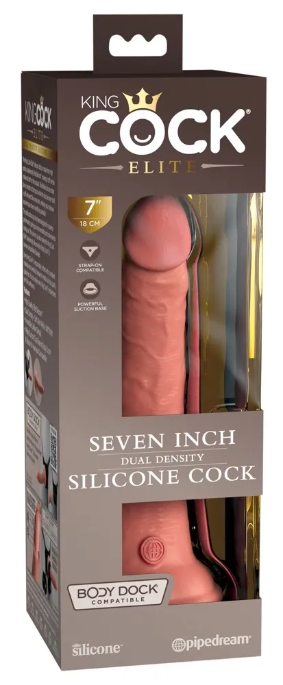 Realistické silikonové dildo King Cock Elite s přísavkou, 17,8 cm, světlé