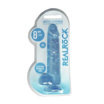Realistické dildo s přísavkou RealRock Crystal Clear, průhledné, 21 cm - obrázek 2
