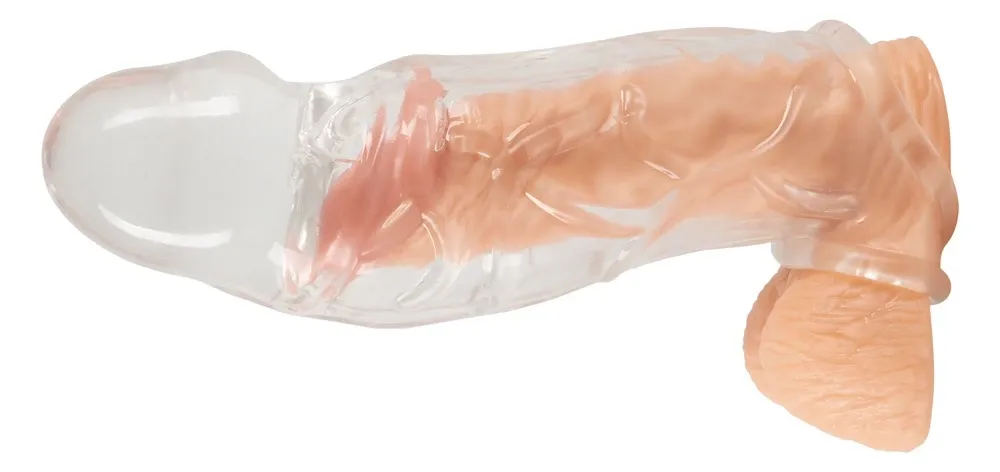 Prodlužovací návlek na penis Crystal Clear s kroužkem, TPE, průhledný, 19,2 cm - obrázek 7