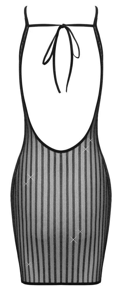 Minišaty Cottelli Fantasy Dress, černé průsvitné proužky se stříbrným lurexem, S-L - obrázek 6