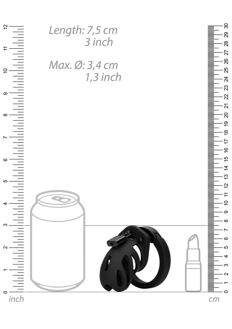 Silikonová klec cudnosti ManCage Model 23, 6,5 cm, nastavitelná, černá - obrázek 7