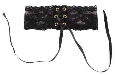 Krajkový choker Svenjoyment se saténovým šněrováním, černý, 32 cm - obrázek 5
