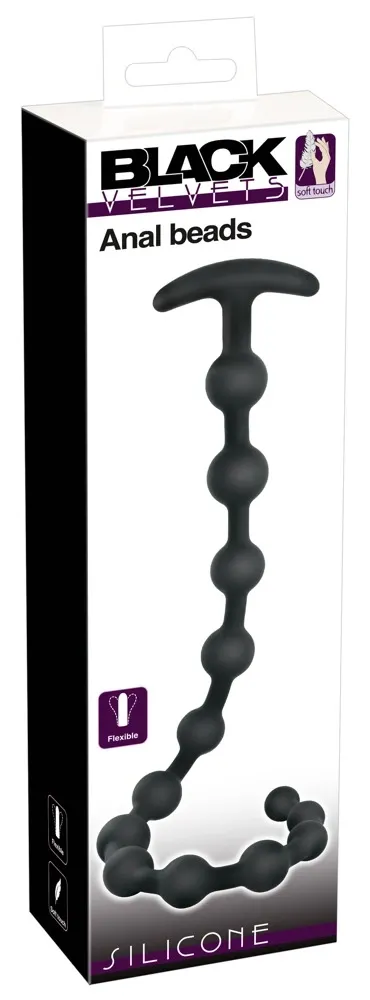 Anální kuličky Black Velvets, ohebné, silikonové, 13 kuliček, 50 cm