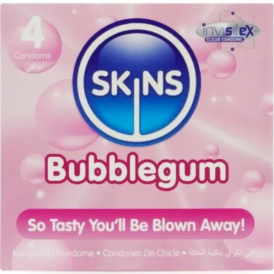 Kondomy Skins Bubblegum s vůní žvýkačky, 4 ks