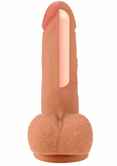 Realistické dildo Inferno by Hidden Desire Dual-Density, tekutý silikon, 18 cm, tělové - obrázek 4