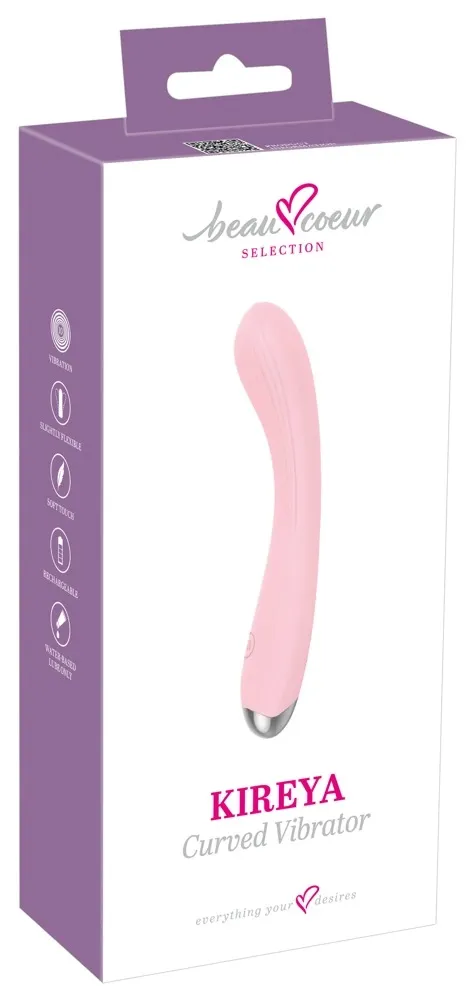 Zahnutý vibrátor beau coeur Kireya Curved Vibra, silikon, 20,3 cm, fialový