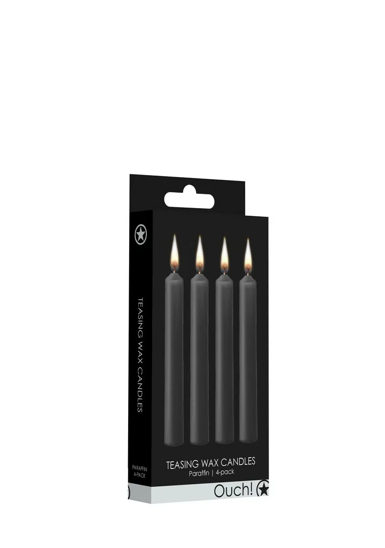 Svíčky na voskové hrátky Ouch! Teasing Wax Candles, 4 ks, černé - obrázek 2