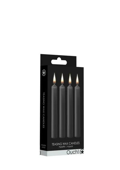Svíčky na voskové hrátky Ouch! Teasing Wax Candles, 4 ks, černé - obrázek 2