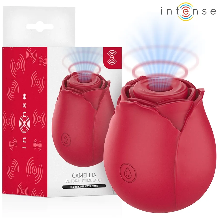 Tlakový stimulátor klitorisu ve tvaru růže INTENSE Camellia, vínový