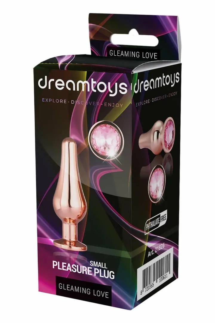 Anální kolík Dream Toys Gleaming Love Rose Gold Plug S, hliník, s kamínkem