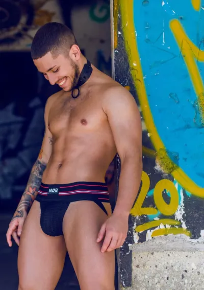 Pánský jockstrap MOB Eroticwear Fetish Classic Wide, černý, M - obrázek 4