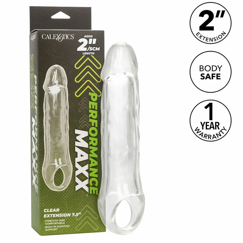 Návlek na penis CalExotics Performance Maxx Clear Extension, průhledný, 19 cm - obrázek 2