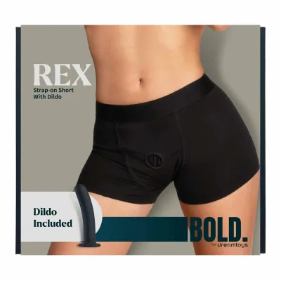 Strap-on kalhotky BOLD. REX se silikonovým dildem 15,5 cm, černá krajka, S