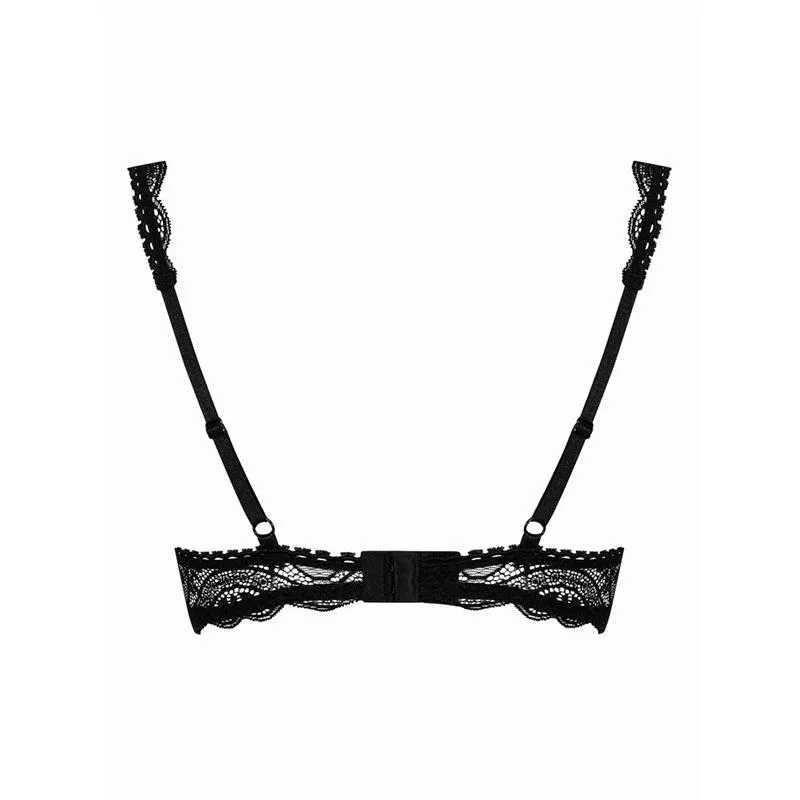 Krajková půlkošíčková podprsenka Obsessive Miamor, černá, L/XL - obrázek 3