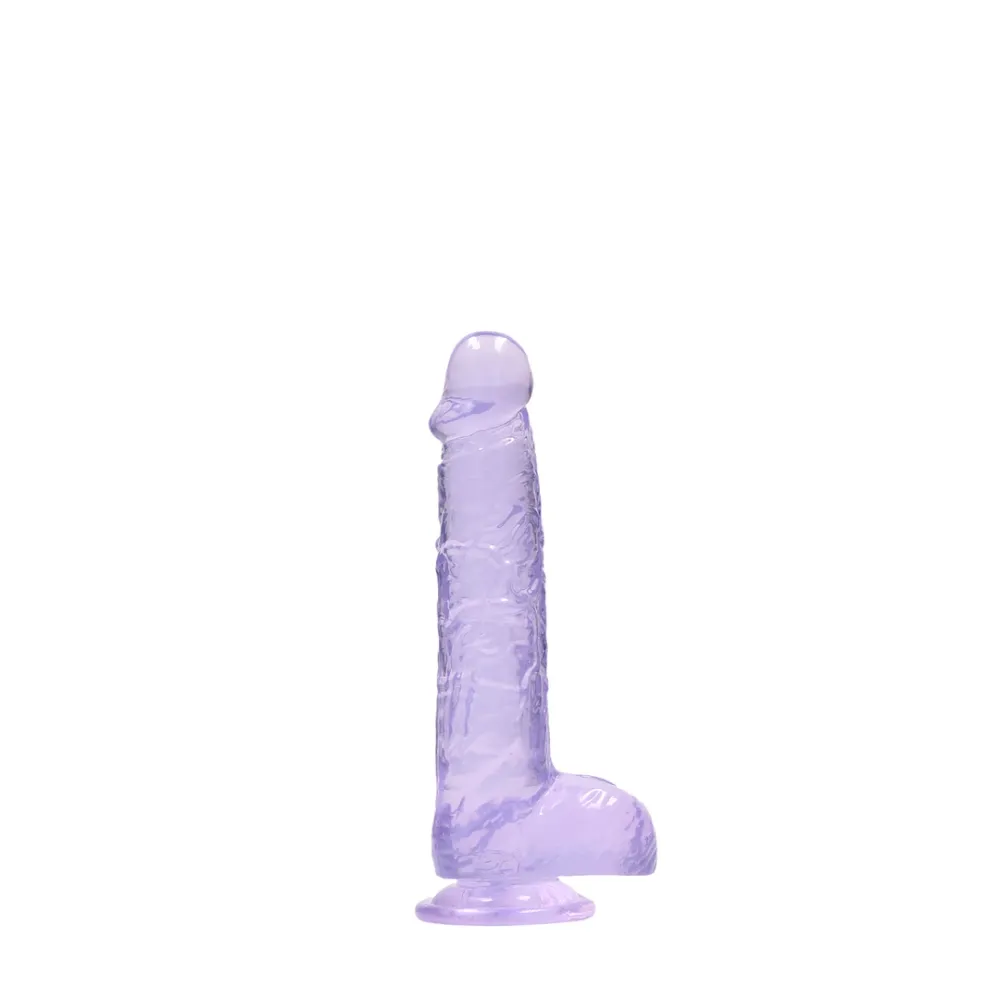Realistické dildo RealRock Crystal Clear se silnou přísavkou, průhledné, 17 cm - obrázek 3