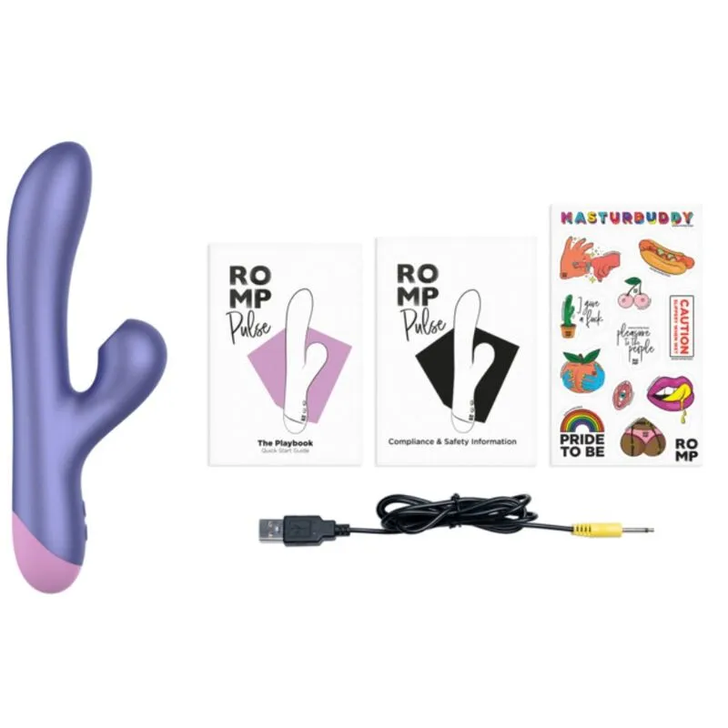 Rabbit vibrátor ROMP Pulse s tlakovou stimulací klitorisu, modrý - obrázek 3