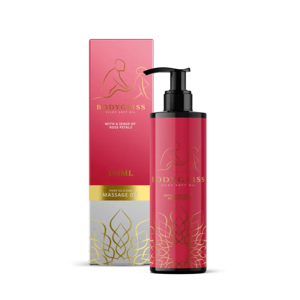 Masážní olej BodyGliss Silky Soft s vůní růžových lístků, 150 ml