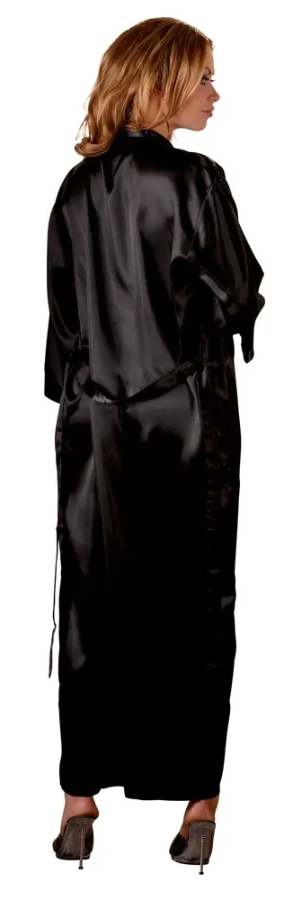 Saténové kimono Cottelli Collection, černé, 2XL/3XL - obrázek 3