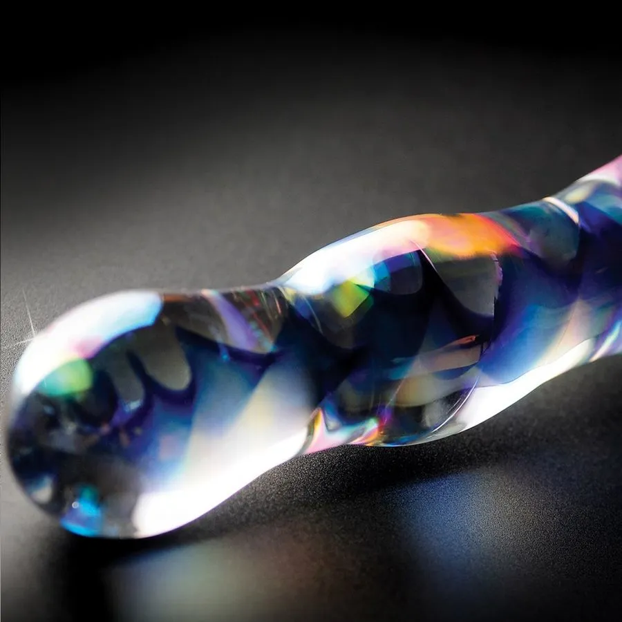 Skleněné dildo Icicles No. 8, 17,8 cm, čiré s modrou - obrázek 4