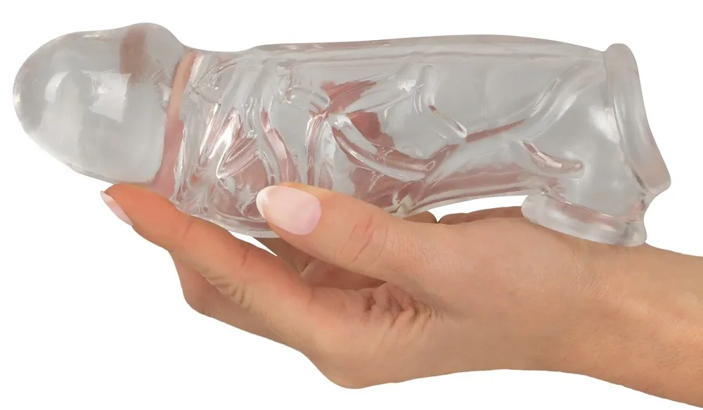 Prodlužovací návlek na penis Crystal Clear s kroužkem, TPE, průhledný, 19,2 cm - obrázek 5