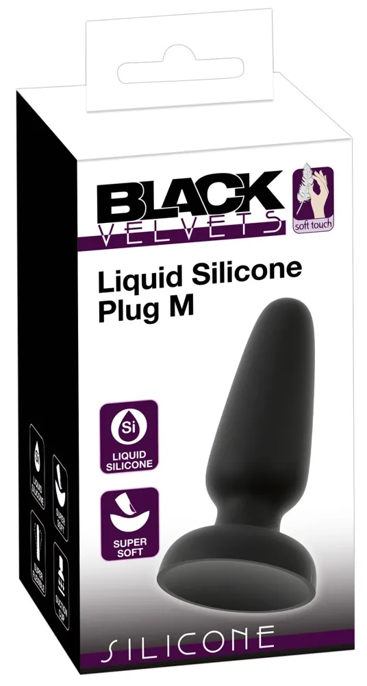 Anální kolík Black Velvets Silicone Plug M, kuželový, s přísavkou, 11,2 cm