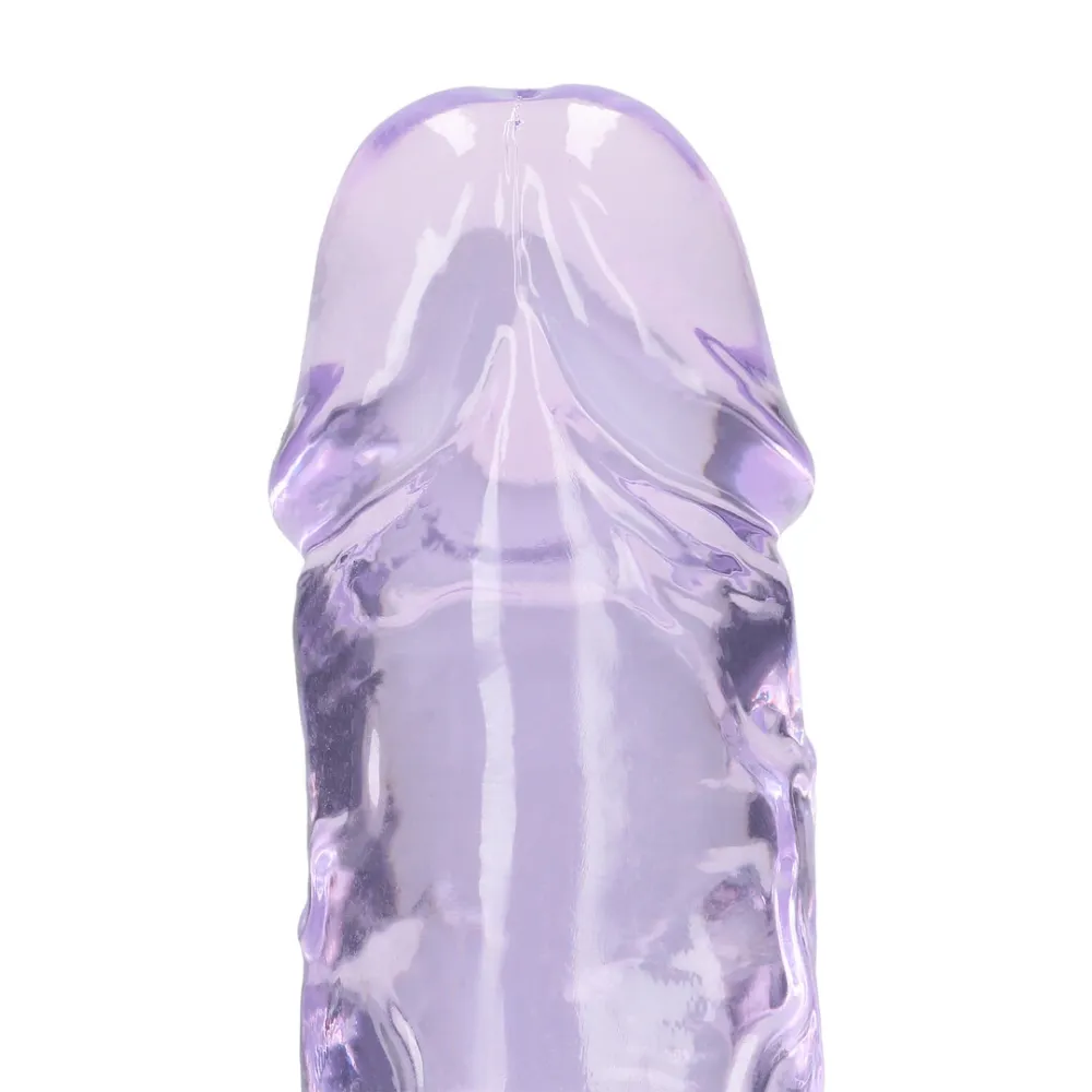 Průhledné fialové dildo RealRock Crystal Clear s přísavkou, 12,7 cm - obrázek 7