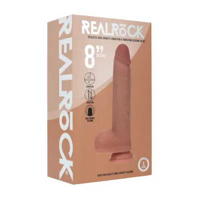 Realistický přirážecí vibrátor RealRock Dual Density, silikon, tmavší tělový, 20,3 cm - obrázek 2
