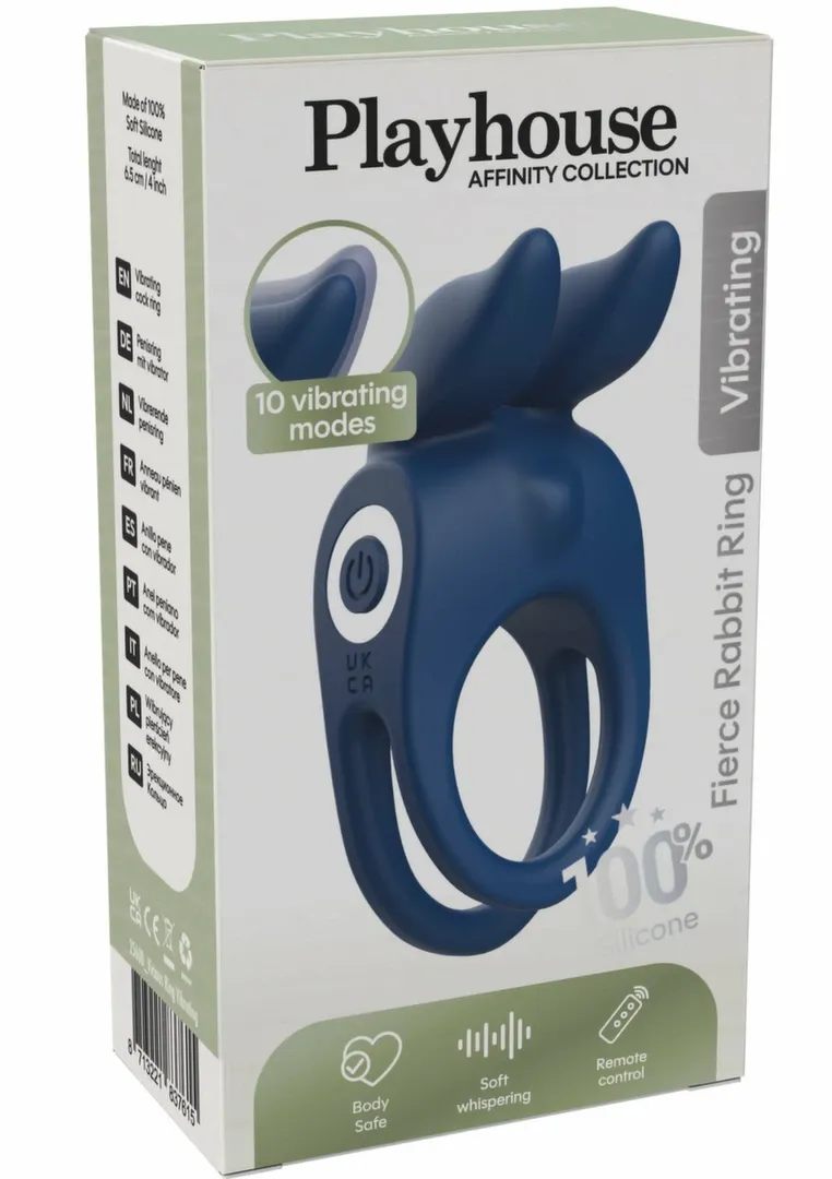Vibrační erekční kroužek Playhouse Fierce Rabbit Ring s dálkovým ovládáním, černý - obrázek 7
