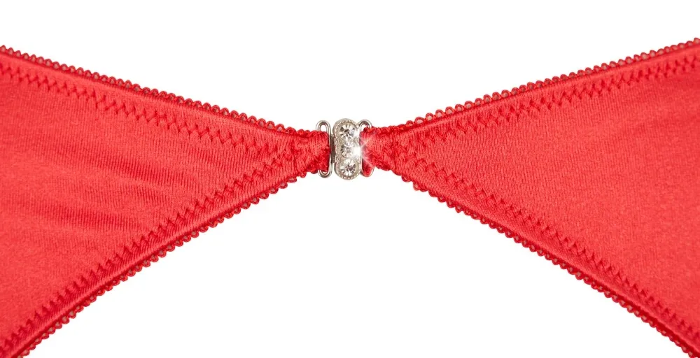 Třídílný komplet s otevřenou podprsenkou Cottelli Collection, červený, 80B/M - obrázek 7