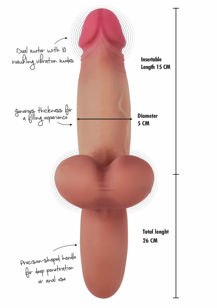 Realistický vibrátor HIDDEN DESIRE Heavy Hitter, tekutý silikon, 23 cm - obrázek 9
