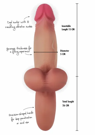 Realistický vibrátor HIDDEN DESIRE Heavy Hitter, tekutý silikon, 23 cm - obrázek 9