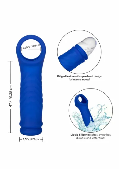 Návlek na penis CalExotics Admiral Wave Extension, tekutý silikon, modrý - obrázek 4