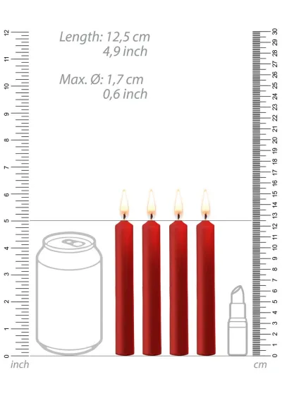 Svíčky na voskové hrátky Ouch! Teasing Wax Candles, 4 ks, červené - obrázek 5