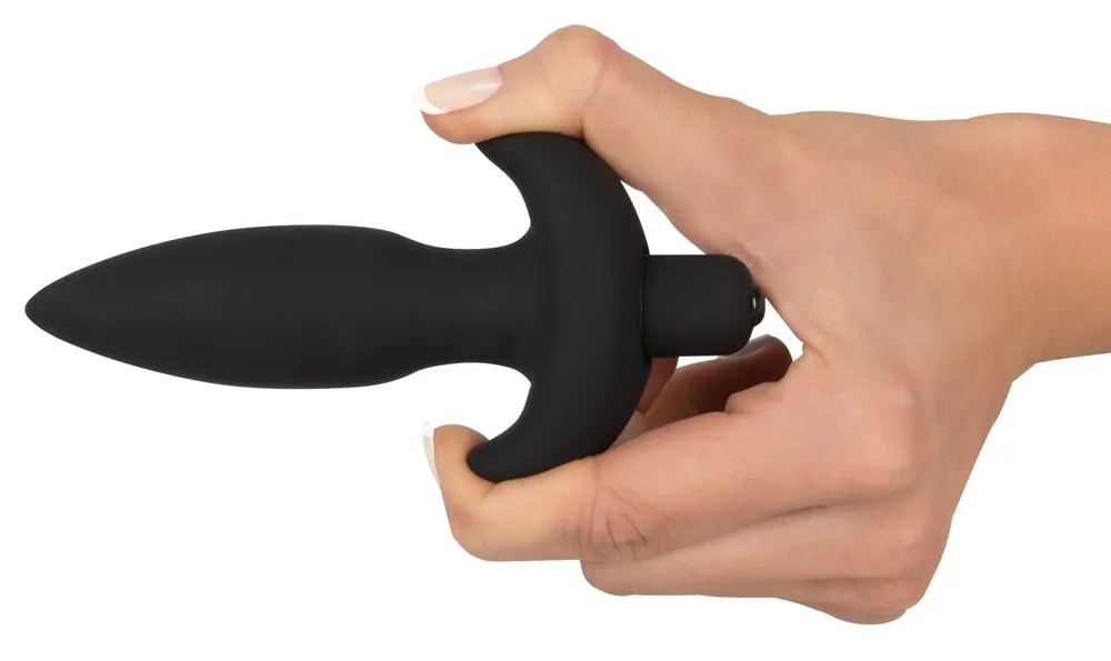 Vibrační anální kolík Black Velvets Small Plug, silikon, černý, 13 cm - obrázek 4