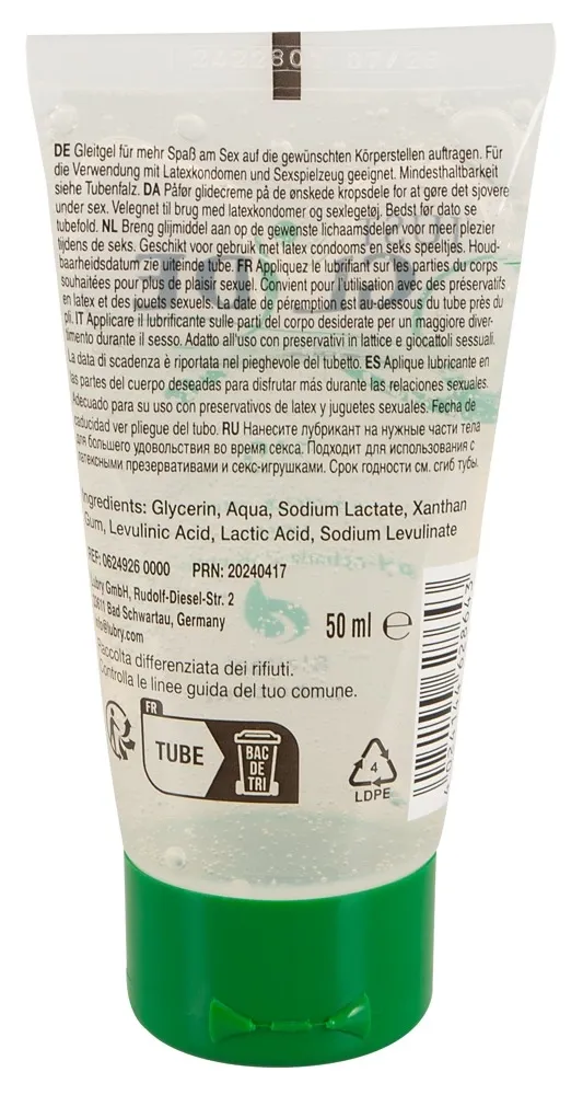 Bio lubrikační gel Just Glide Bio na vodní bázi, veganský, 50 ml - obrázek 2