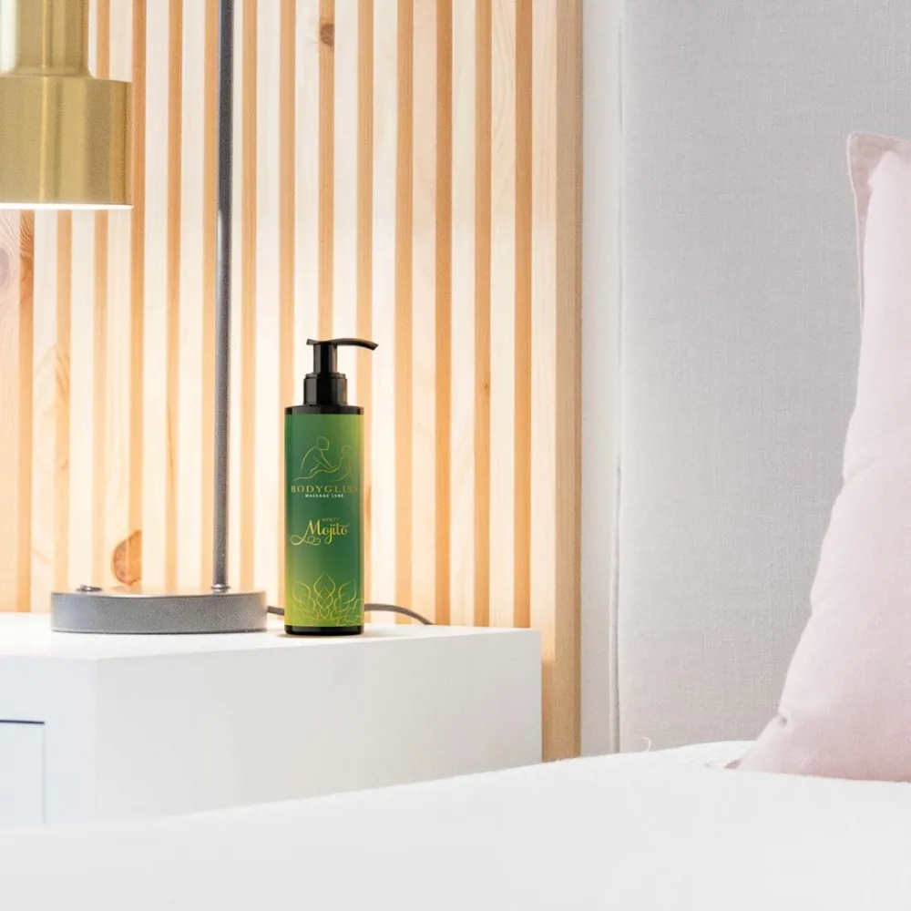 Masážní a lubrikační olej BodyGliss Minty Mojito, na silikonové bázi, 150 ml - obrázek 8