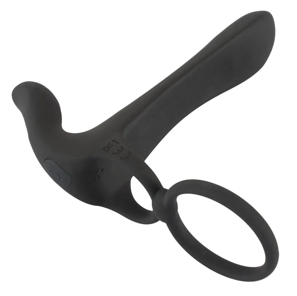 Vibrátor pro páry Black Velvets s dvojitým kroužkem, nabíjecí, voděodolný, černý - obrázek 2