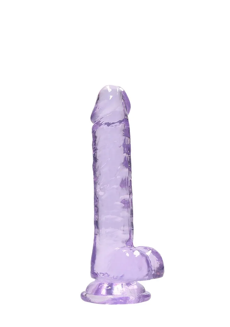 Realistické dildo s přísavkou RealRock Crystal Clear 7", průhledné, 19 cm