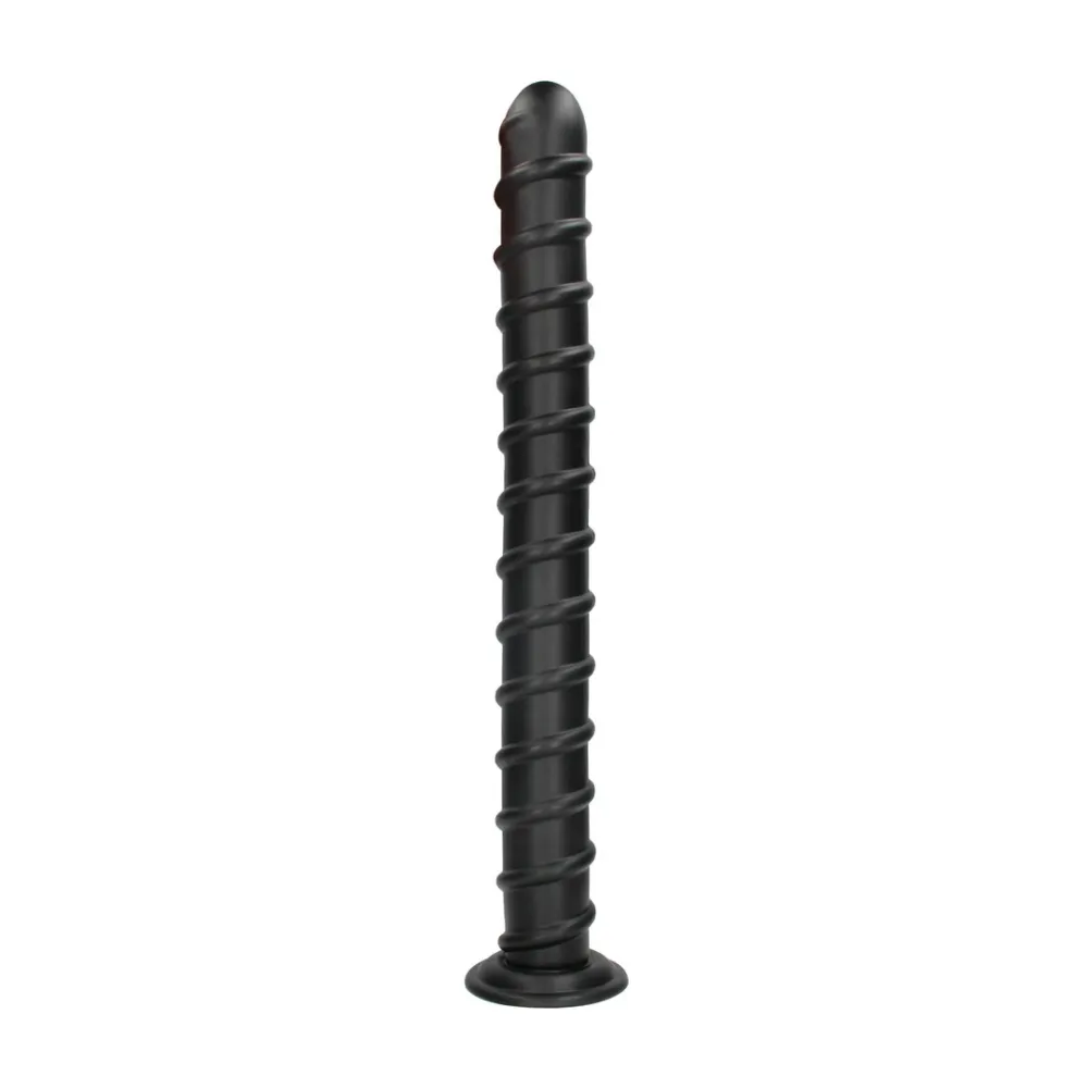 Extra dlouhý spirálový anální kolík Ouch! Pole of Power s přísavkou, černý, 56,5 cm