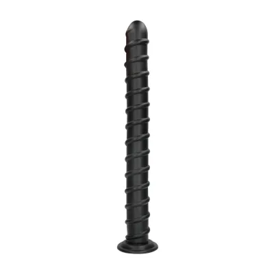 Extra dlouhý spirálový anální kolík Ouch! Pole of Power s přísavkou, černý, 56,5 cm