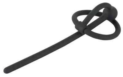 Silikonový dilatátor do močové trubice Penisplug s kroužkem na žalud, černý, 12 cm - obrázek 3