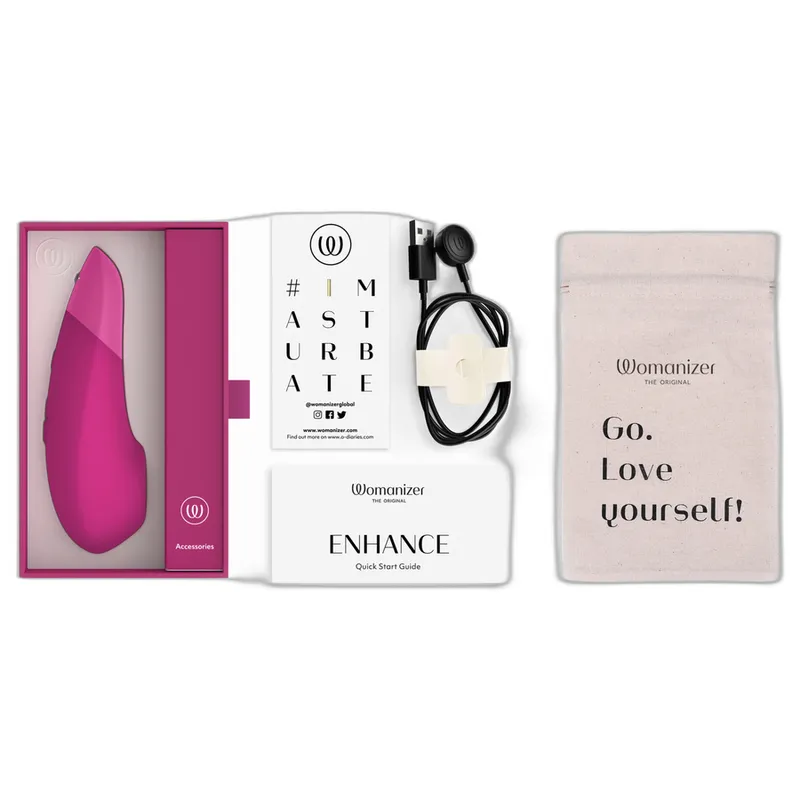 Tlakový stimulátor klitorisu s vibracemi Womanizer Enhance, zářivě růžový - obrázek 6
