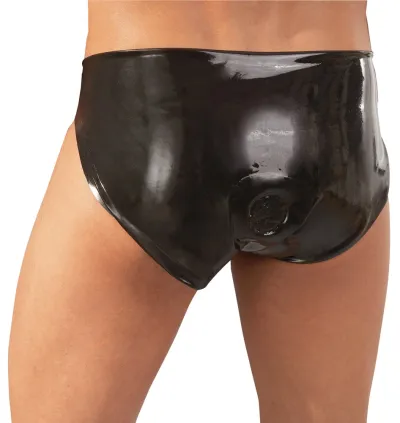 Pánské latexové slipy LateX s vnitřním dildem, černé, M/L - obrázek 4