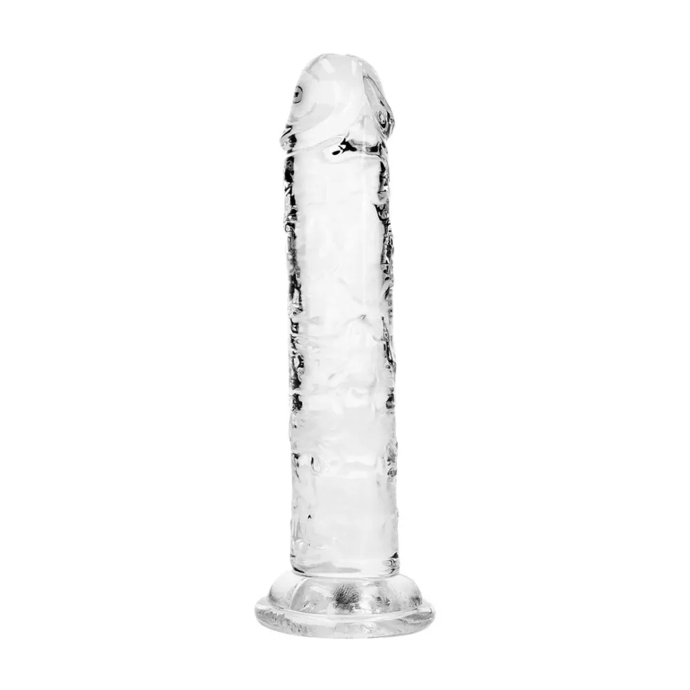 Průhledné dildo RealRock Crystal Clear s přísavkou, TPE, 12,7 cm