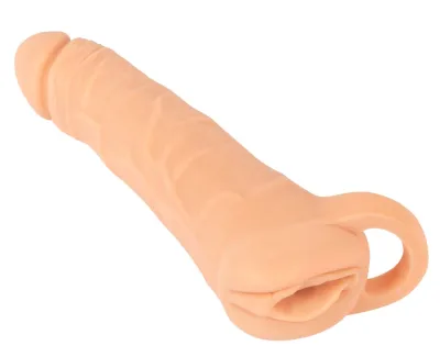Návlek na penis a masturbátor 2 v 1 Nature Skin Large, TPE, 18,5 cm - obrázek 2