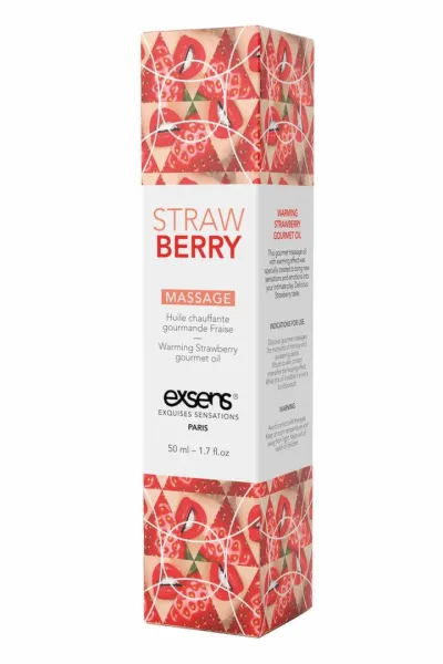 Hřejivý masážní olej EXSENS Strawberry, jahoda, 50 ml