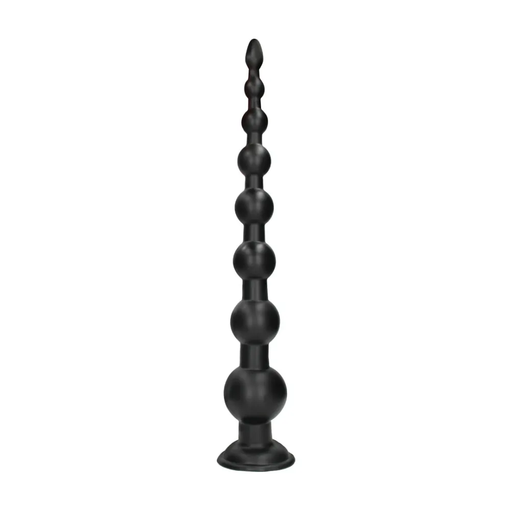 Extra dlouhý anální kolík Ouch! Dominant Drill s kuličkami a přísavkou, černý, 55,5 cm - obrázek 4