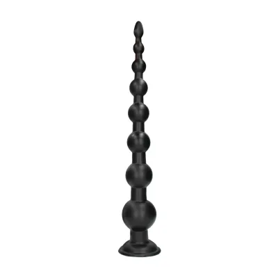 Extra dlouhý anální kolík Ouch! Dominant Drill s kuličkami a přísavkou, černý, 55,5 cm - obrázek 4