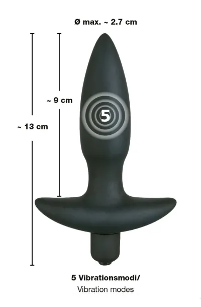 Vibrační anální kolík Black Velvets Small Plug, silikon, černý, 13 cm - obrázek 5